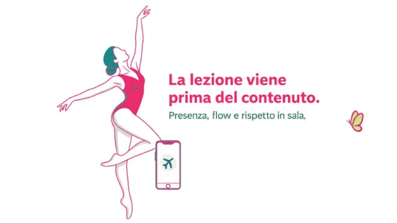 Cover “La lezione viene prima del contenuto”: telefono in pausa e messaggio su presenza, flow e rispetto in sala (Be Art Studio a Lainate e Legnano).